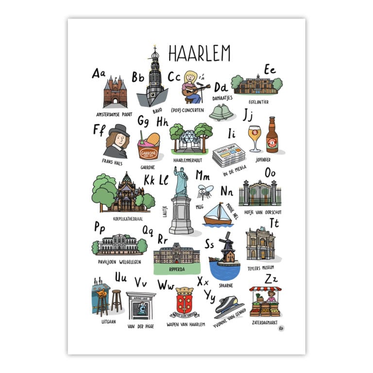 Haarlem op vezelpapier poster /A3, PLATTEGROND VAN HAARLEM/ Haarlemse